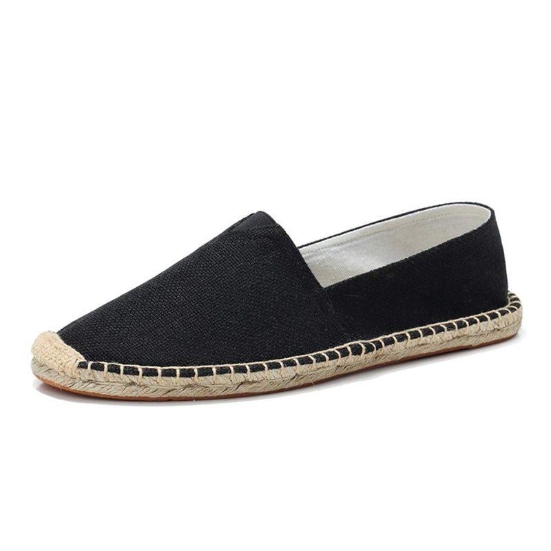 fereshte Unisex Espadrilles Flats Mens Womens Alpargata Breathable Slip On Canvas Shoes Black Label Size 39-245mm - US 7.5 Women/6 Men - Image 1